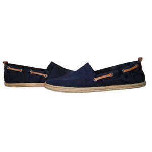 Coach Navy Blue Monogram Canvas Espadrille Loafers Womens Size 7M